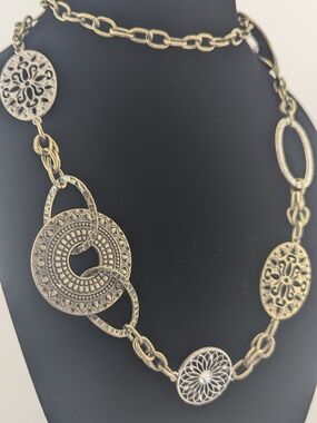 Vintage Signed Premier Designs Extra Large Medallion Link Necklace